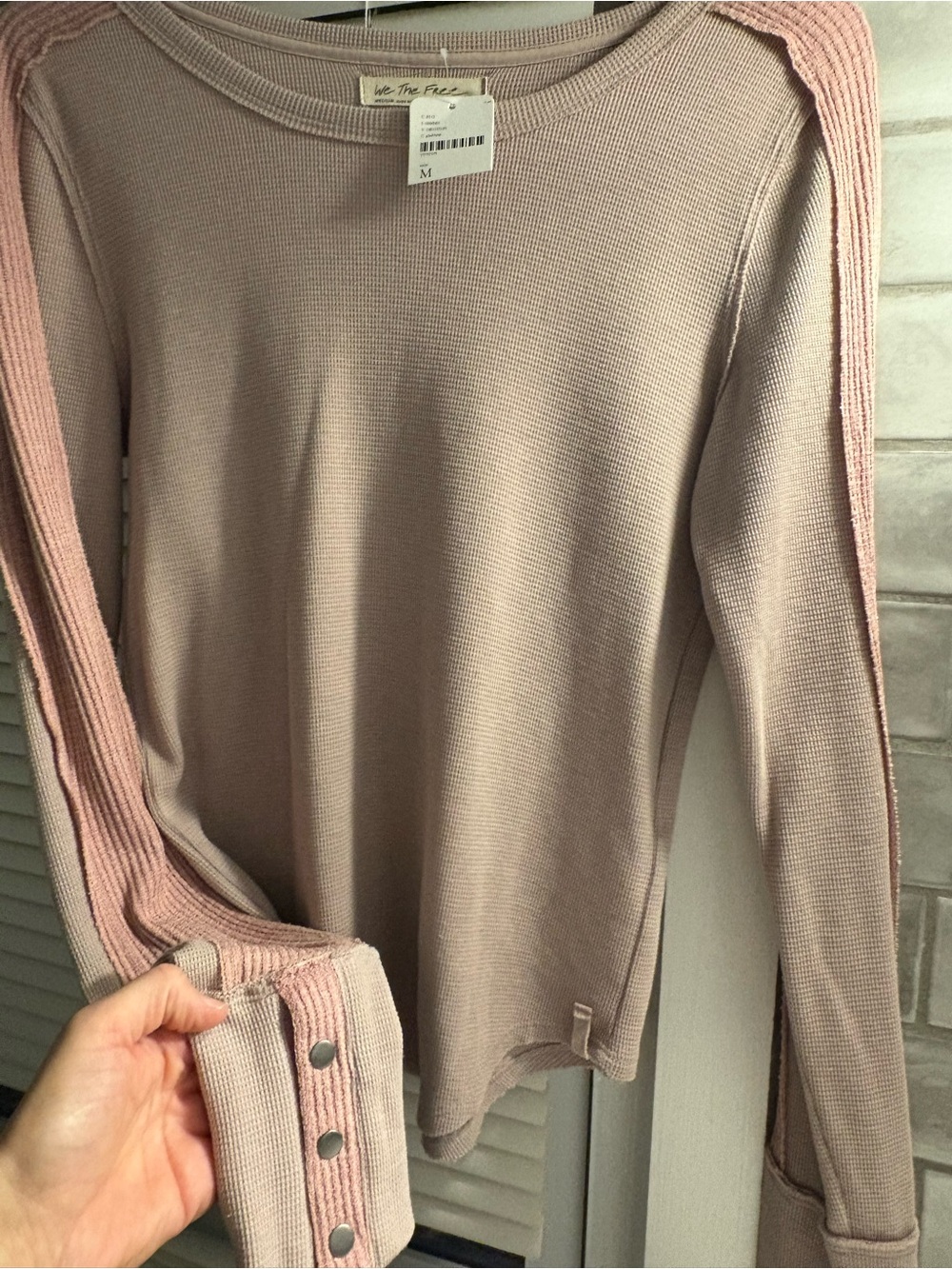 We The Free Ribbed Thermal Long-Sleeve Top in Dusty Rose Medium BNWT